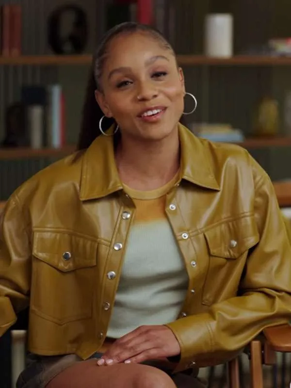 Simone Hicks All American Homecoming Brown Leather Jacket