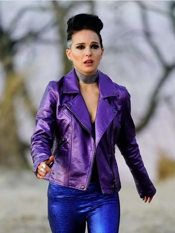 Celeste Vox Lux Natalie Portman Purple Leather Jacket