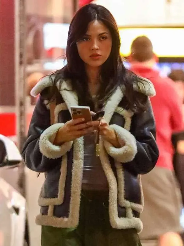 Eiza Gonzalez Shearling Leather Jacket - Image 4