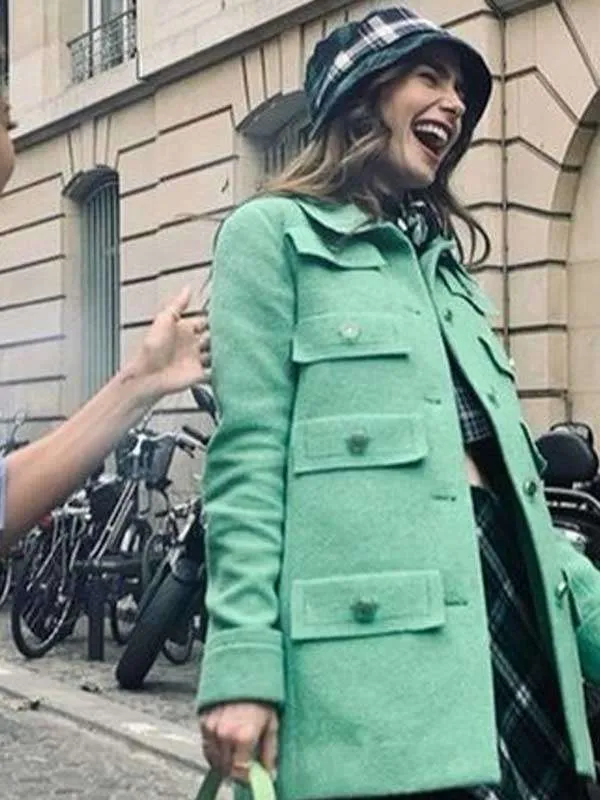 Emily Cooper Emily in Paris Green Coat - Image 3
