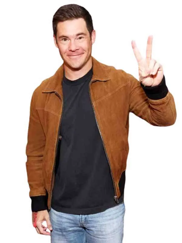 Adam Devine Super Bowl 2026 Brown Suede Jacket - Image 2