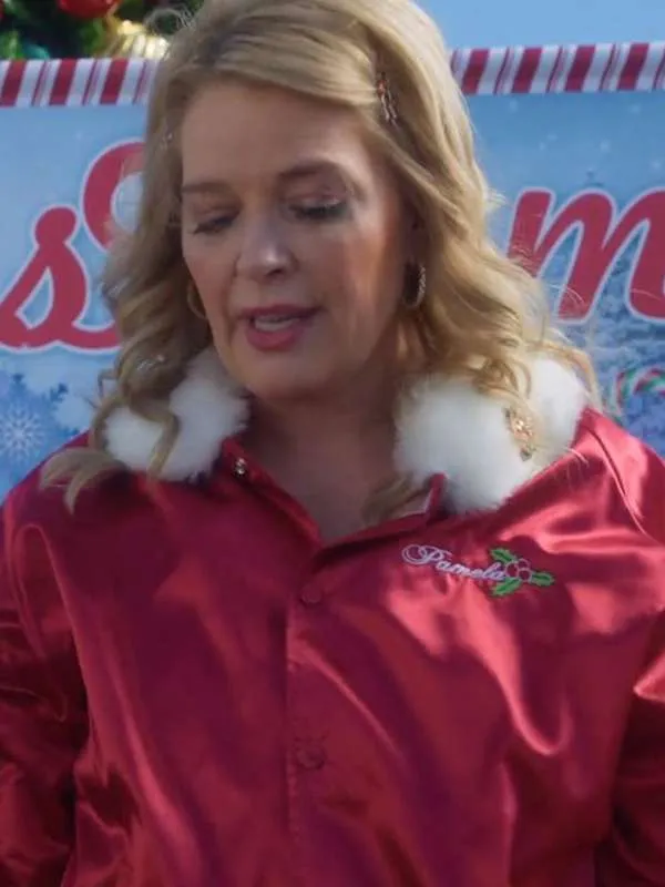 Melissa Peterman Haul Out the Holly Lit Up Red Shearling Jacket - Image 2