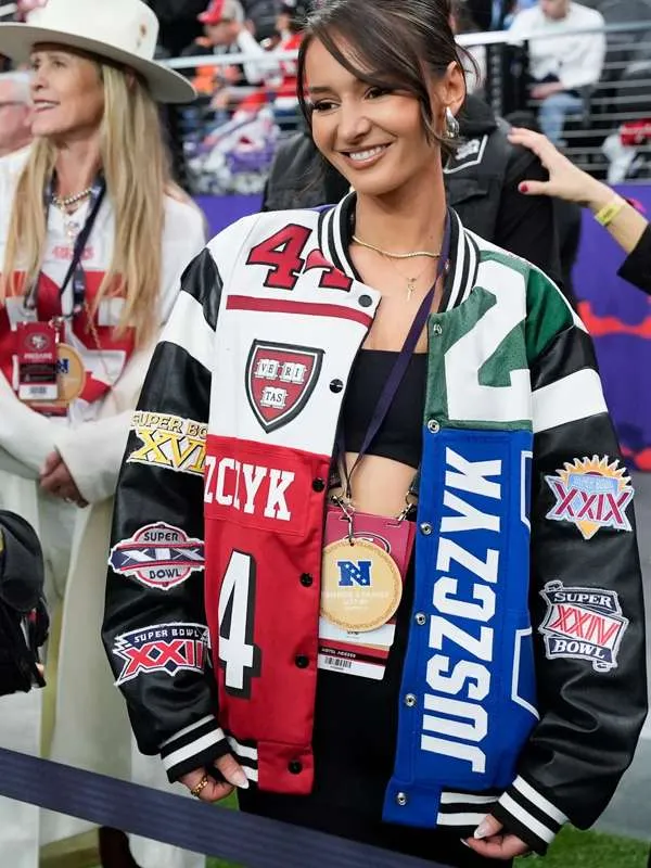Kristin Juszczyk Super Bowl 2024 Varsity Jacket