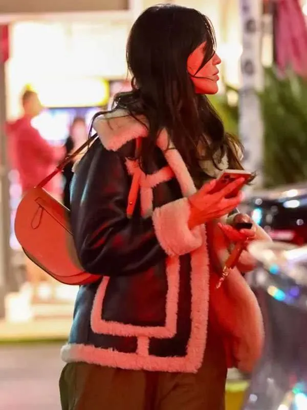 Eiza Gonzalez Shearling Leather Jacket - Image 2