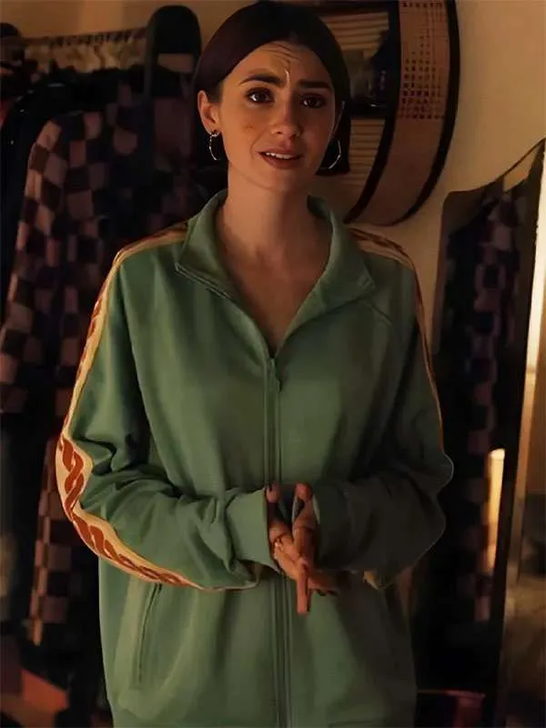 Lily Collins Emily in Paris S05 Green Track Jacket