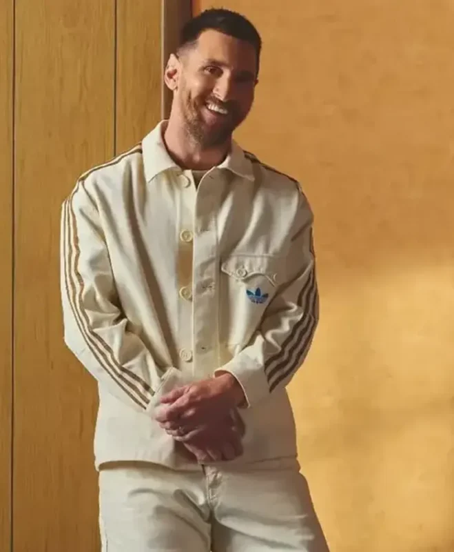 Messi Adidas Cream Track Jacket - Image 3