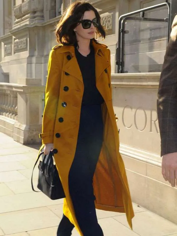 Anne Hathaway Mustard Trench Coat - Image 2