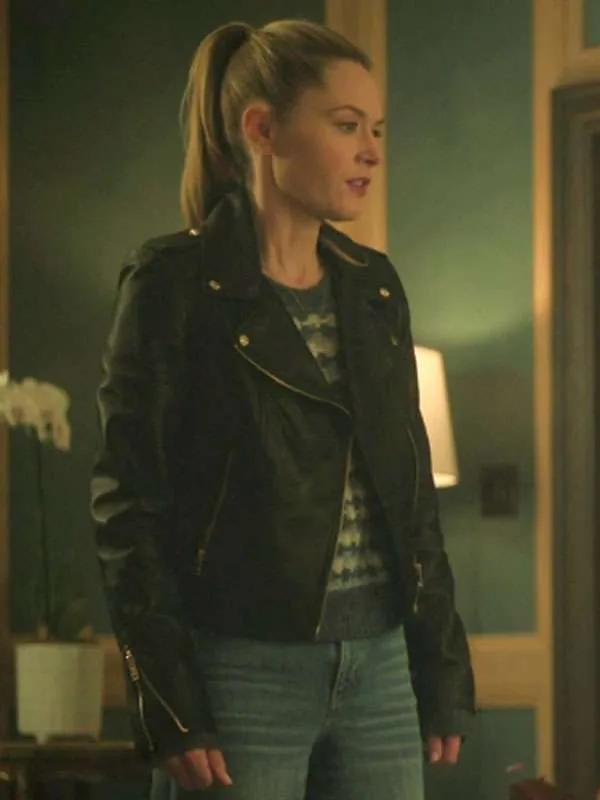 Maggie Lawson Boston Blue Black Leather Jacket - Image 2