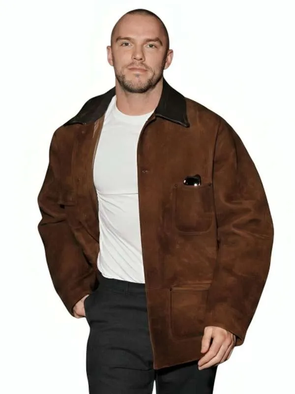 NYC 2026 Nicholas Hoult Suede Leather Jacket