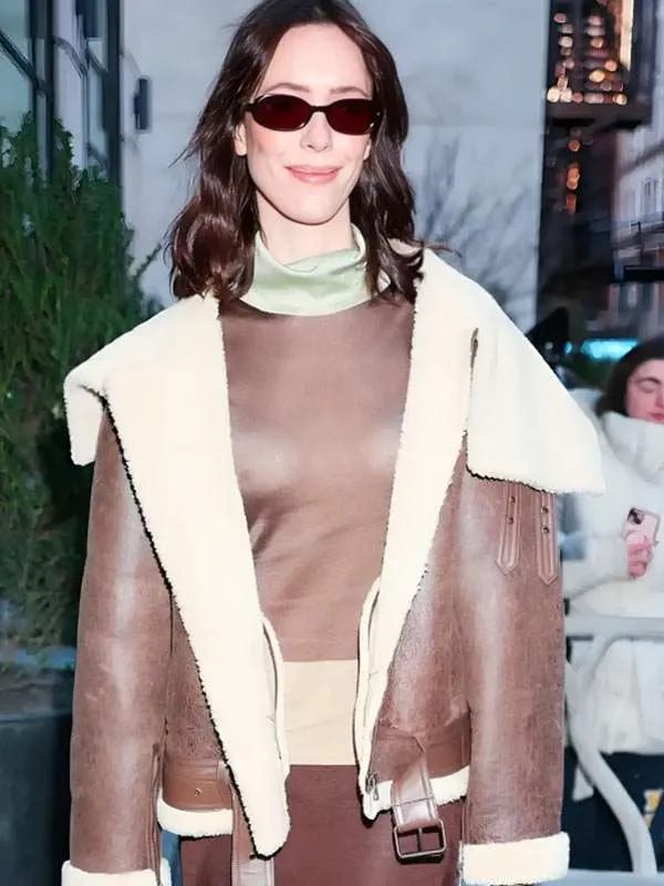 NYC 2026 Rebecca Hall Shearling Leather Jacket