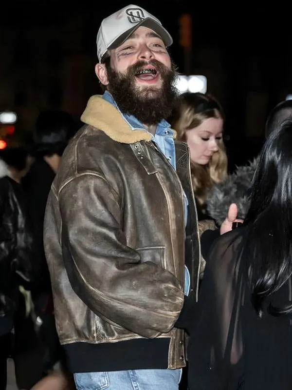 NY Post Malone Shearling Leather Jacket - Image 2