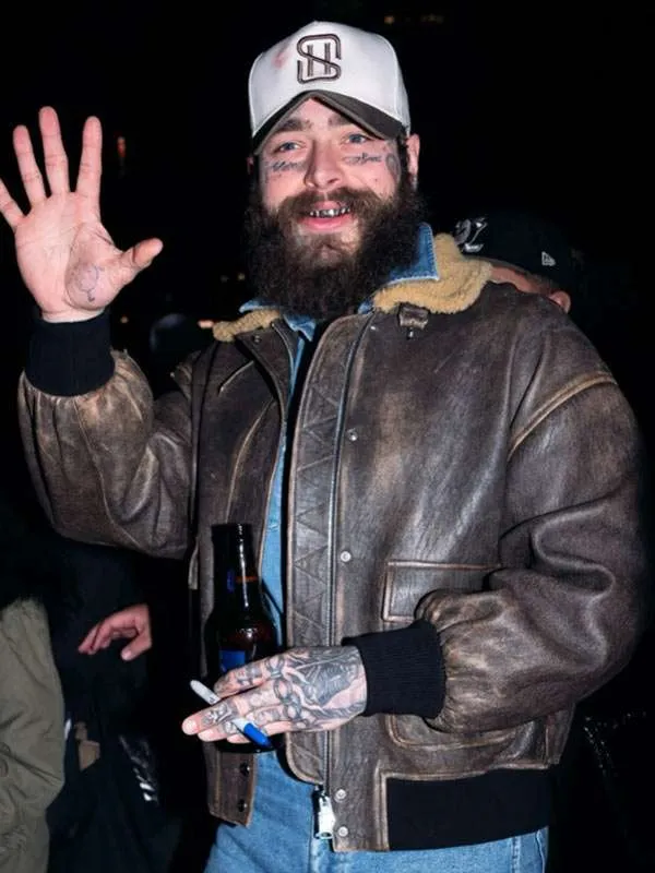NY Post Malone Shearling Leather Jacket - Image 3