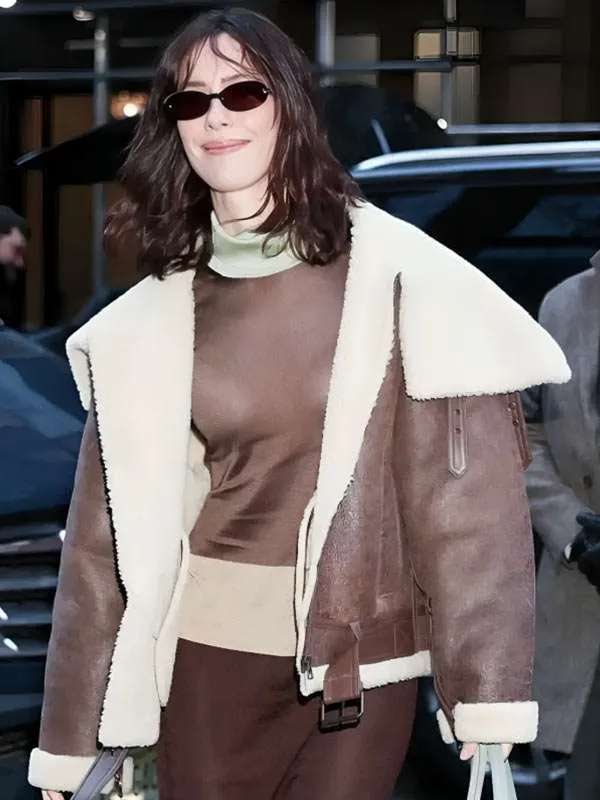 NYC 2026 Rebecca Hall Shearling Leather Jacket - Image 2