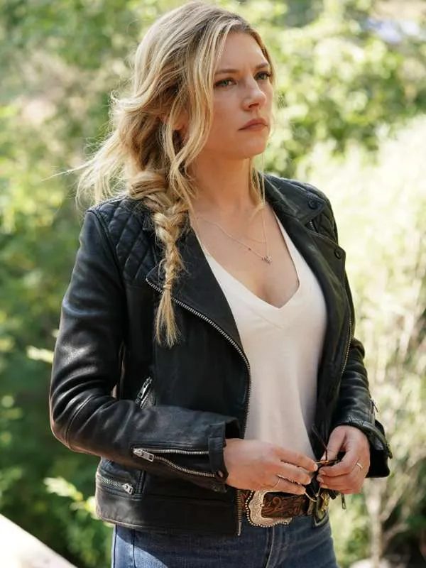 Katheryn Winnick Big Sky Black Leather Jacket - Image 2