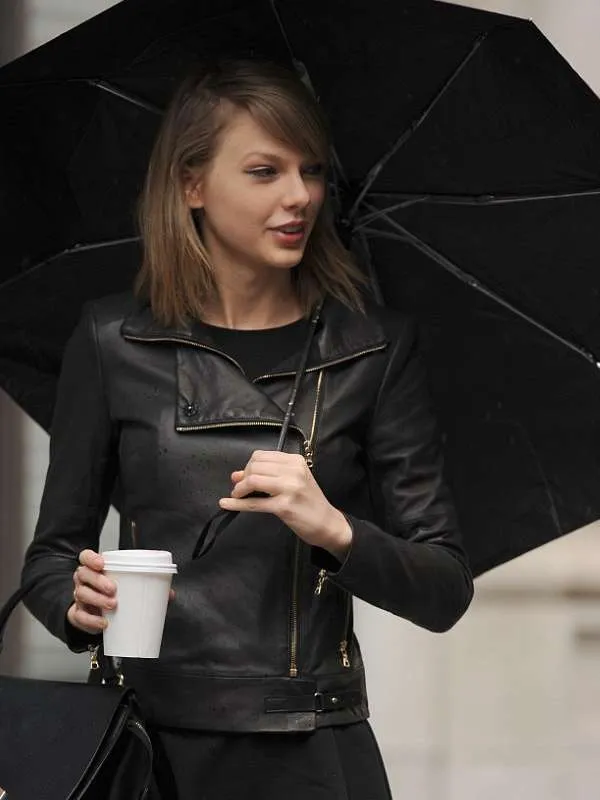 Taylor Swift Stylish Black Leather Jacket - Image 2
