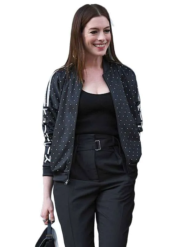 Anne Hathaway Polka Dot Bomber Jacket