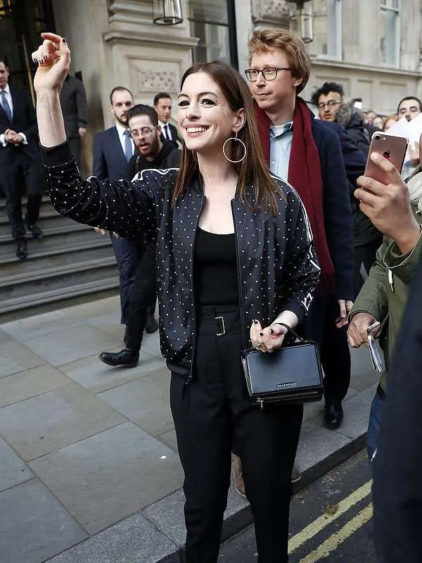 Anne Hathaway Polka Dot Bomber Jacket - Image 3
