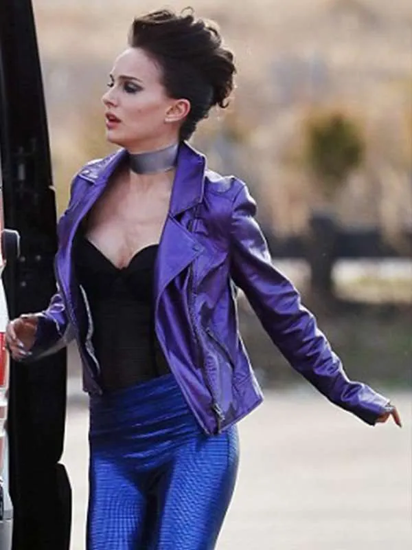 Celeste Vox Lux Natalie Portman Purple Leather Jacket - Image 2
