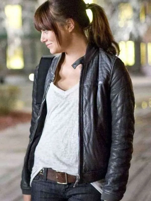Zombieland Emma Stone Black Leather Jacket