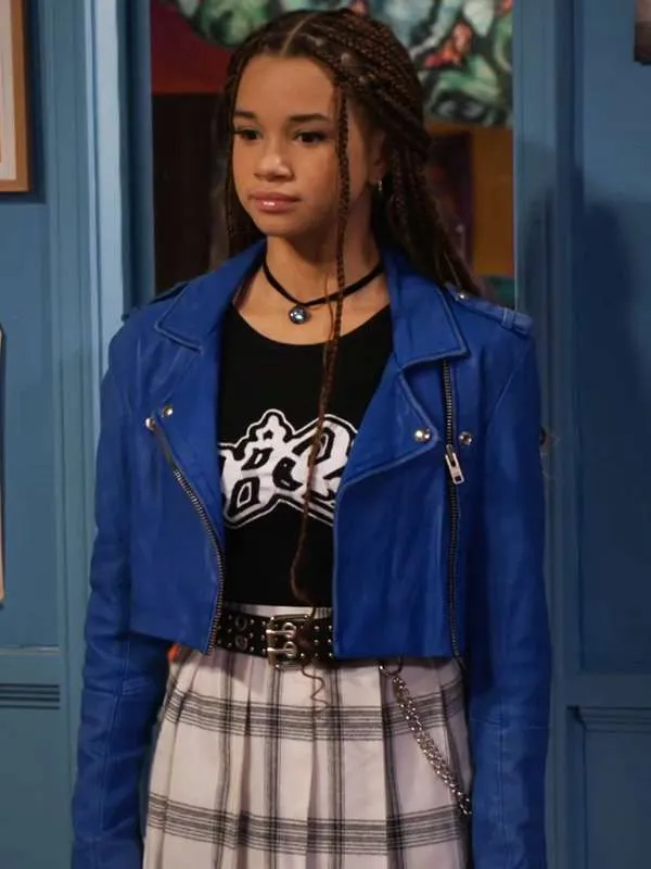 Billie Wizards Beyond Waverly Place Blue Leather Jacket