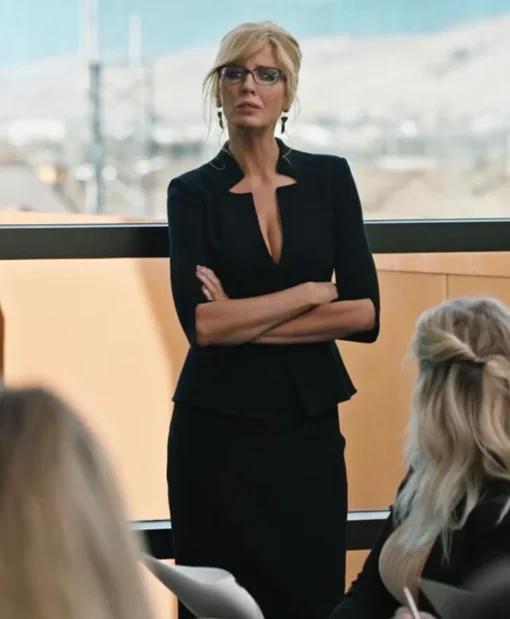 Yellowstone S04 Beth Dutton Black Inverted Notch Neck Jacket