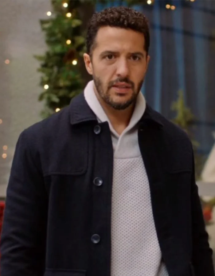Zach Smadu Mom’s Christmas Boyfriend 2023 Blue Peacoat