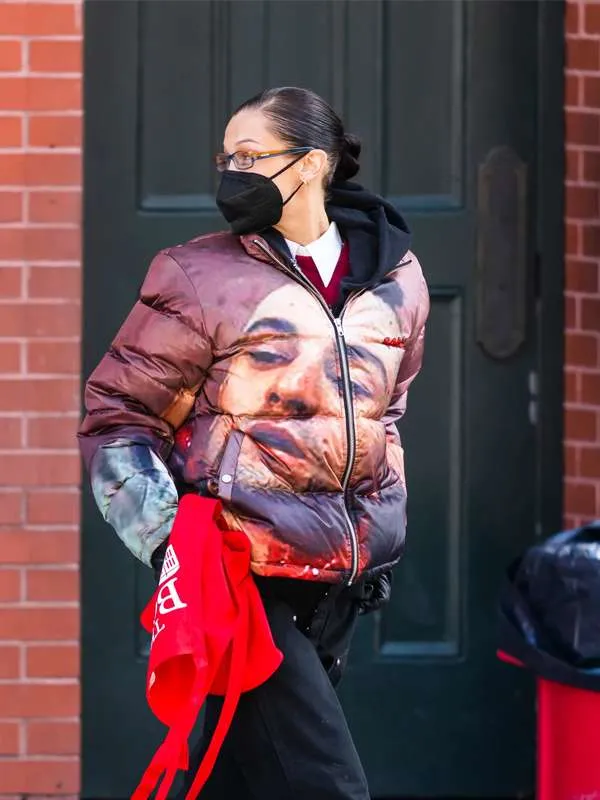 American Model Bella Hadid Puffer Jacket