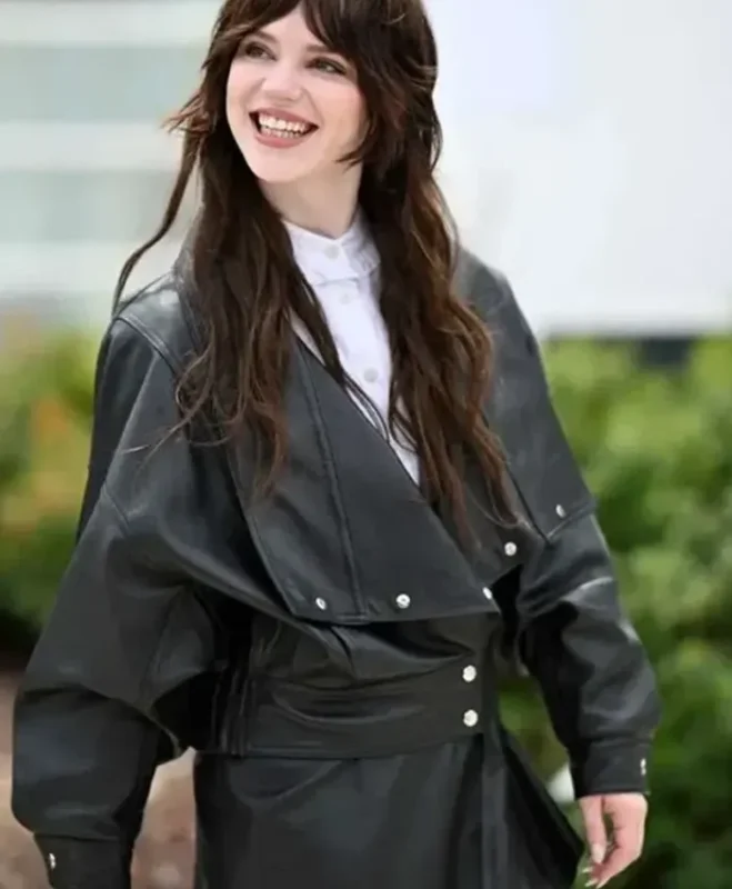 Her Private Hell Event Sophie Thatcher Leather Jacket - Image 2