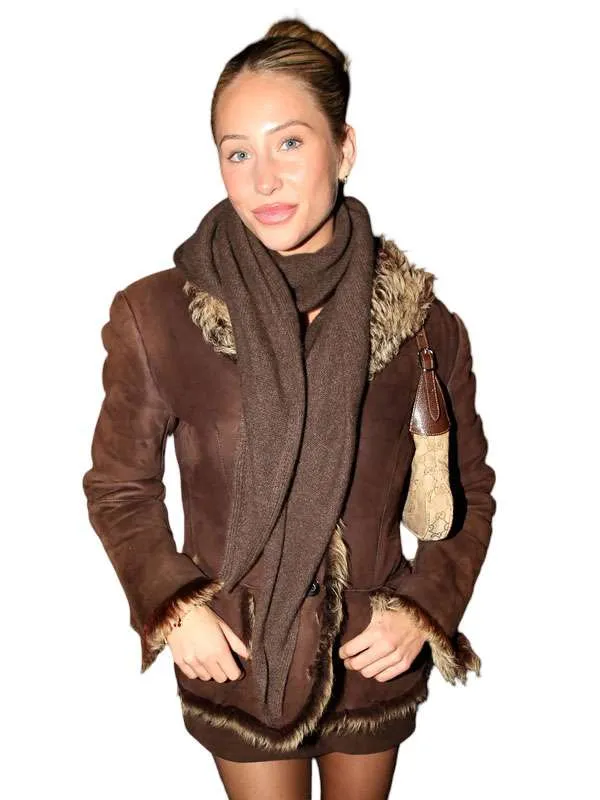 Alix Earle Brown Fur Trim Jacket